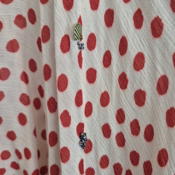 Bl^nk London Poppy Floral Duster Kimono Orange Polka Dot Beaded Accents - Picture 4 of 8